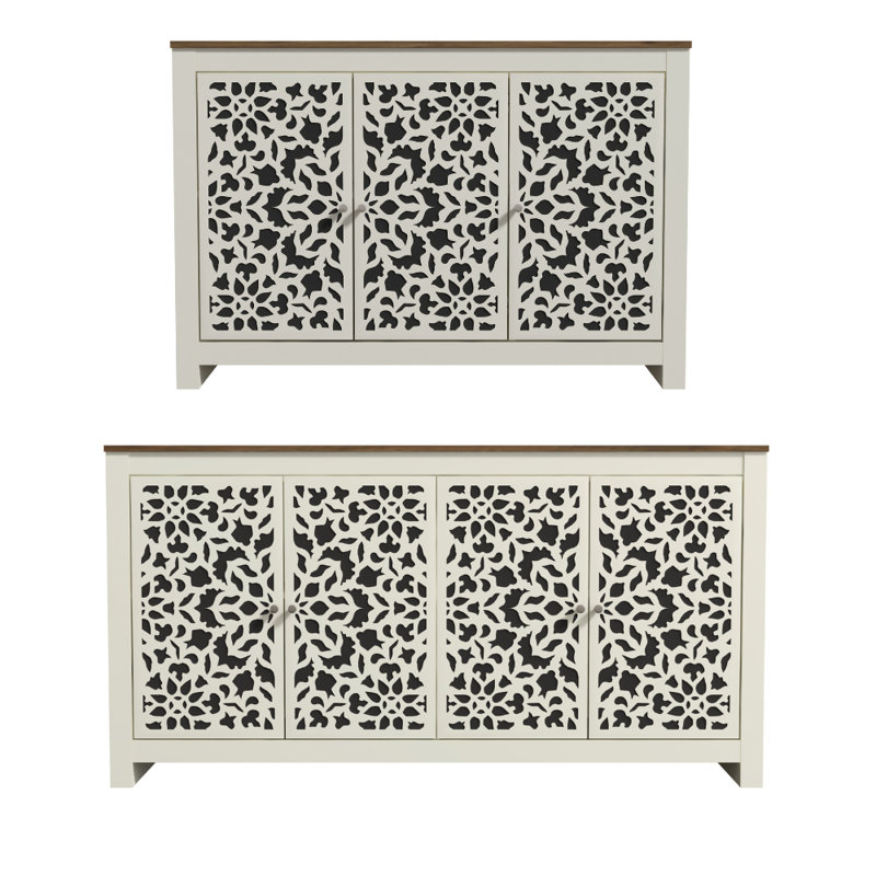  Ensemble de 2 commodes de rangement Arrastia, Ivoire / chêne noueux