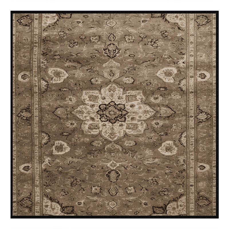 Machine Washable Persian Brown Area Rug, Square 7'