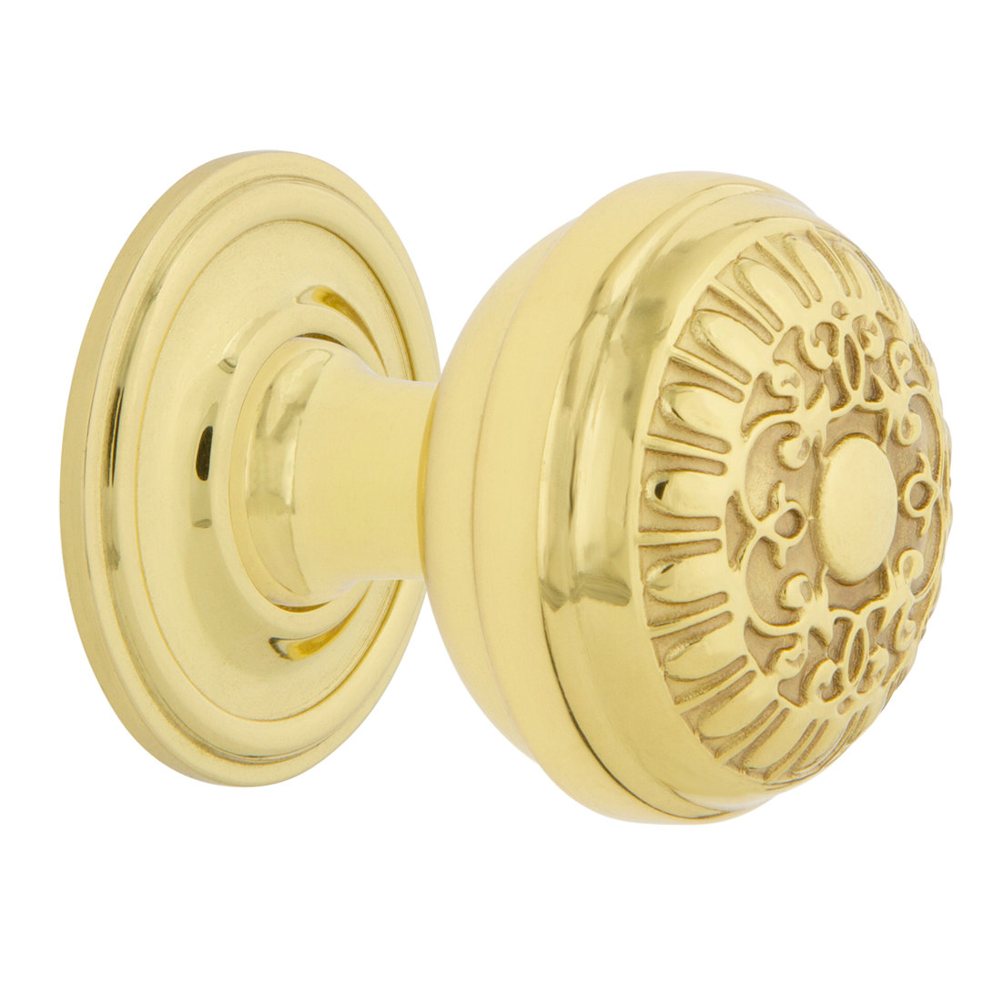Nostalgic Warehouse Egg And Dart Brass 1 3/8" Cabinet Knob with Classic Rose Nostalgic Warehouse 