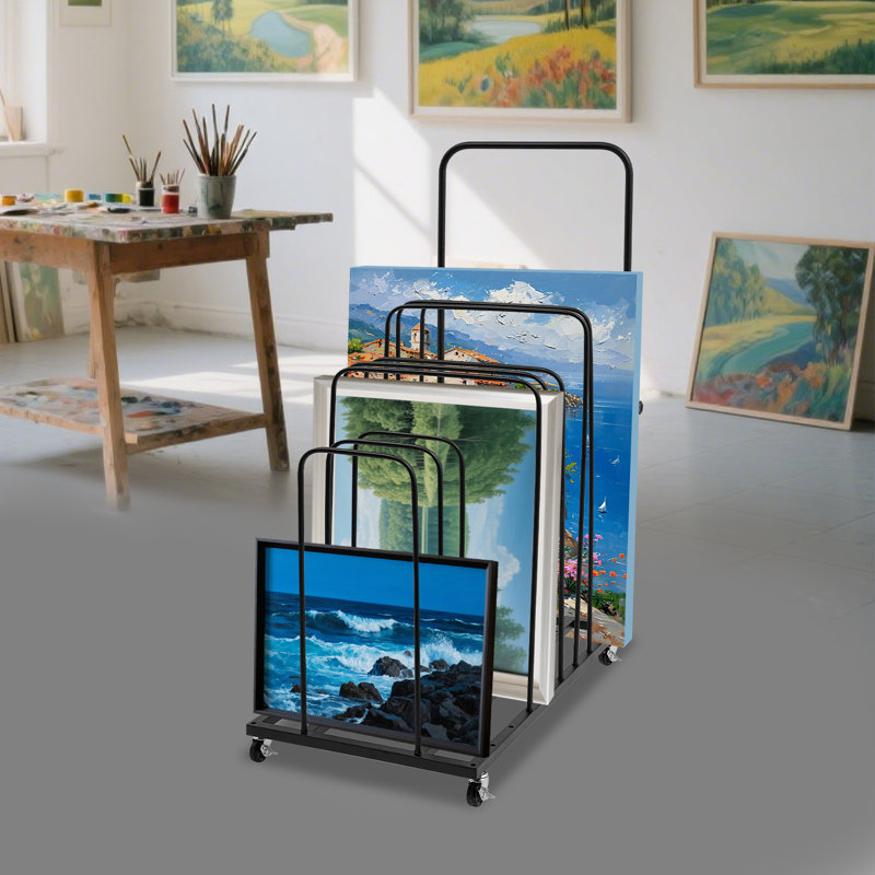 39.3X31.5X17.7” Art Canvas Storage Rack Rolling Cart For Art Studio