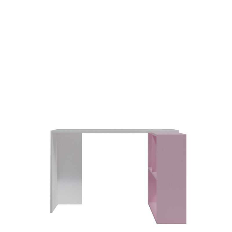 Hailley L-Shaped Writing Desk, White/Pink