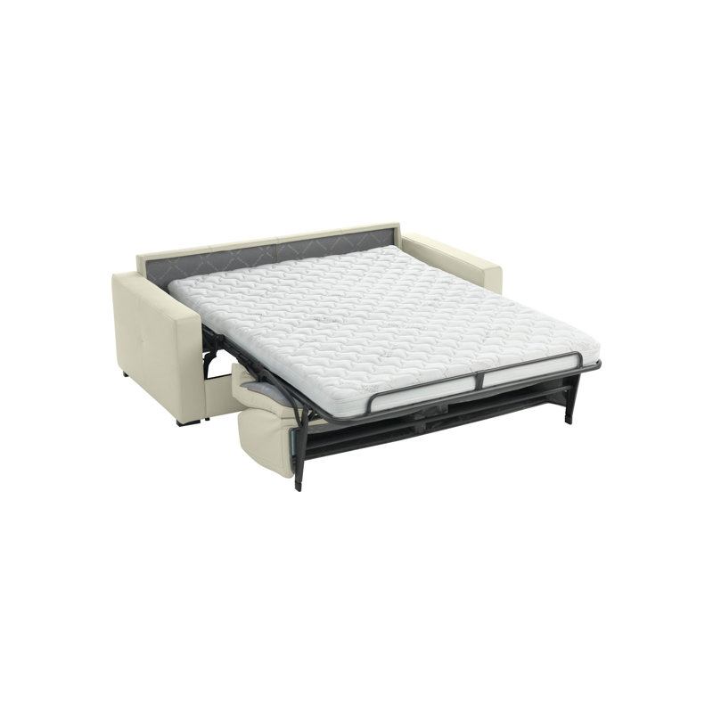 Isabelle 81" Genuine Italian Top Grain Leather Queen Sleeper Sofa Bed with Memory Foam Mattress