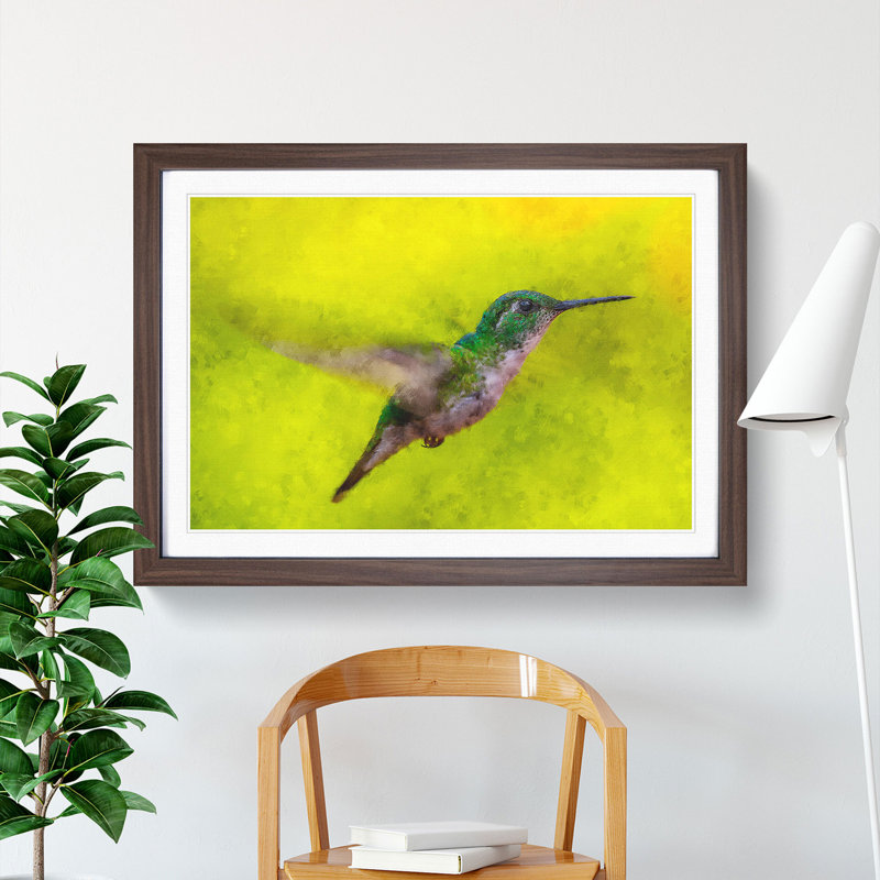 Hummingbird in Costa Rica - Picture Frame Painting Print, Walnut Framed, 45cm H x 63cm W x 2cm D