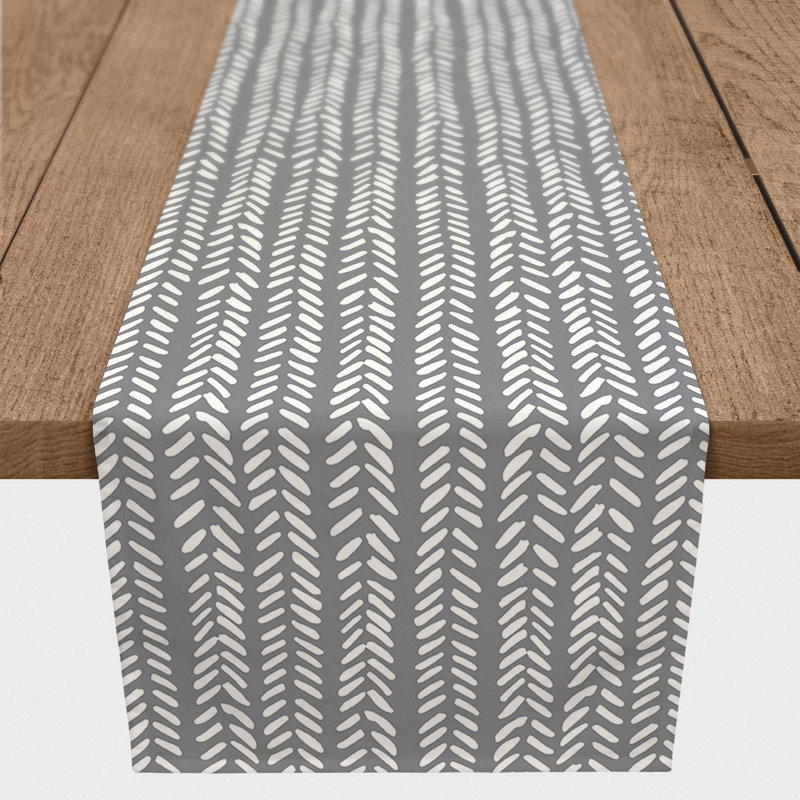 Brealle Rectangle Polyester Table Runner, 90" x 16", Gray