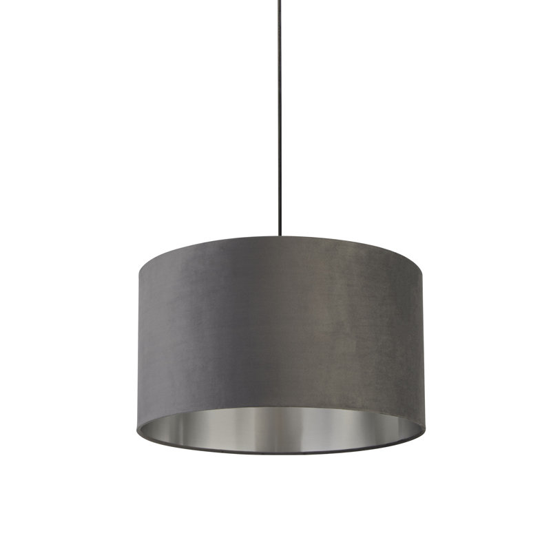Velvet, Plastic And Mild Steel Traditional, 28 cm H x 50 cm W x 50cm D, Dark Grey/Brushed Silver
