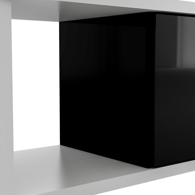 Console de télévision moderne pour téléviseur de 80 pouces et plus, écran d'armoire extensible de 70,1 po à 100 po, blanc et noir, réglable
