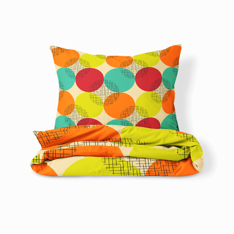 Geometric Shapes Duvet Cover, Queen Duvet Cover + 2 Queen Shams