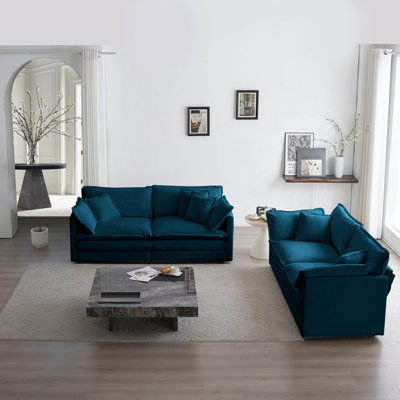 2 - Piece Living Room Set , 2 Pieces Upholstered Loveseat And Couch For Home Office Lounge,  Sofa Set Of 2, 2-Piece (2+2 Seat) Couch Set For Living Room ,Chenille