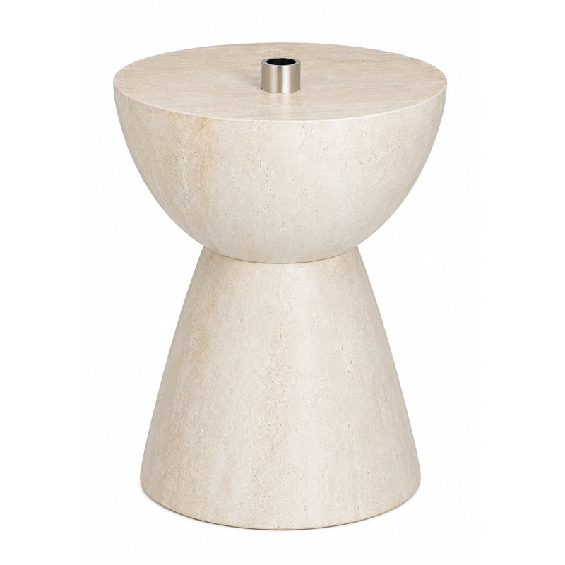 Travertine Hourglass Umbrella Base Side Table
