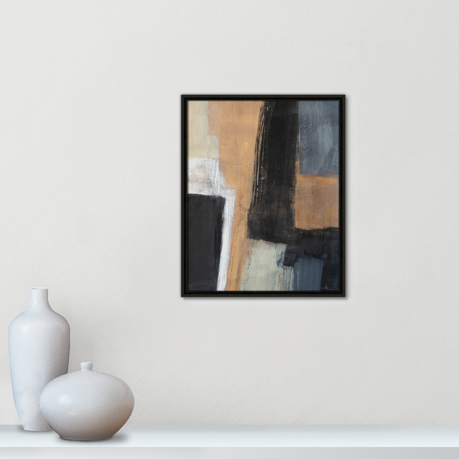 Calderon "Metallic Slate I" Print, 21.5" H x 17.5" W x 2" D, Espresso