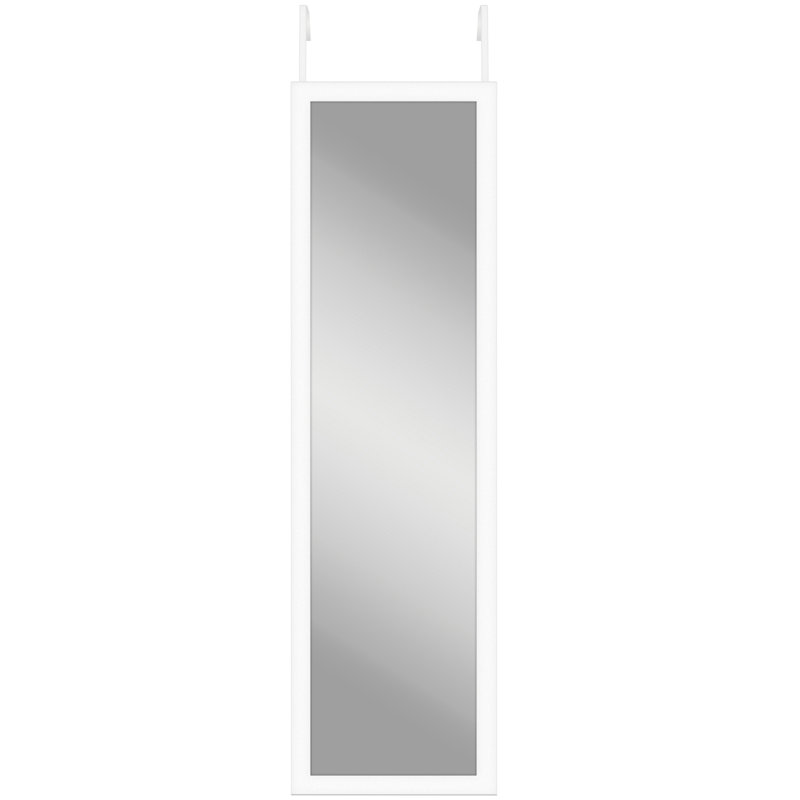 Anjolina 12 x 48 Over The Door - Full Length Hanging Mirror with Shatter-Resistant Glass, White