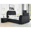 Mobilier de chambre à coucher encastré en velours noir avec télévision et 1 lit luxueux-380152647-380152640