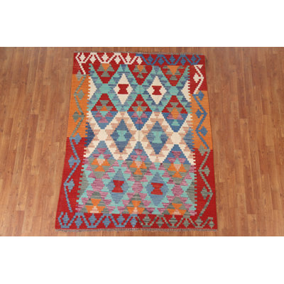 Reversible Wool Kilim Oriental Area Rug 5x6