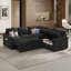 Canapé d'angle convertible en lin Ahn, en forme de L, avec lit gigogne et rangement sous l'assise, noir-2039617189
