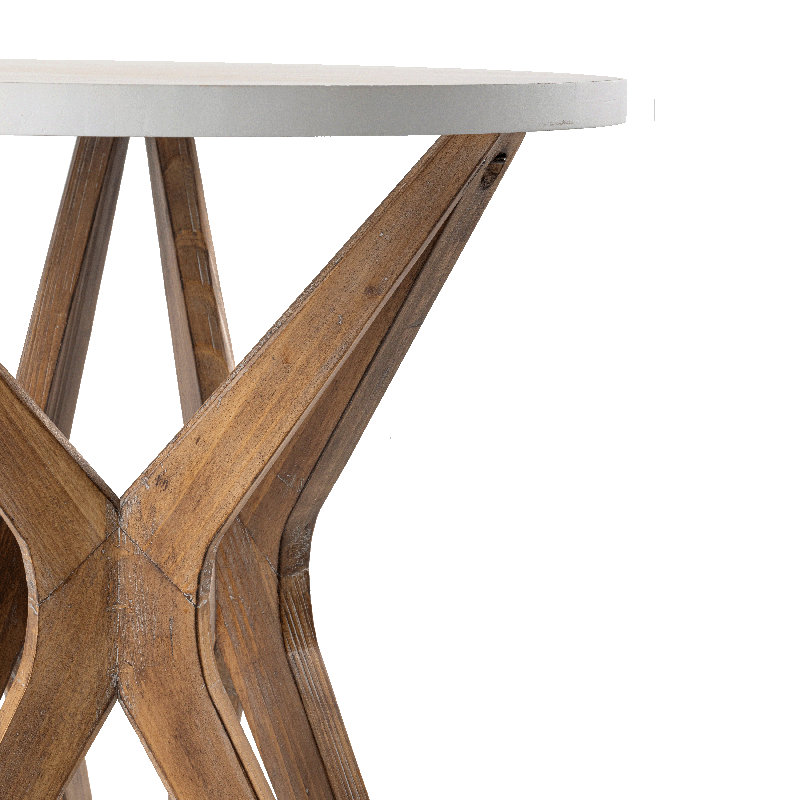 Cross Legs End Table, White/Brown