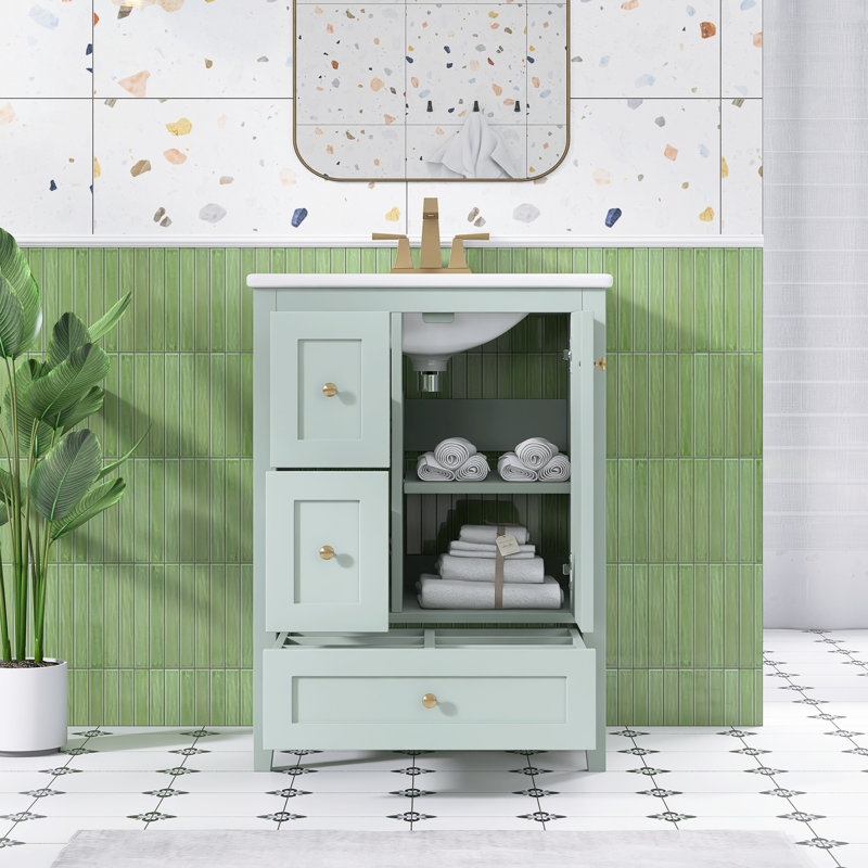 Ensemble de meuble-lavabo autoportant 24 po avec comptoir en céramique 24 po