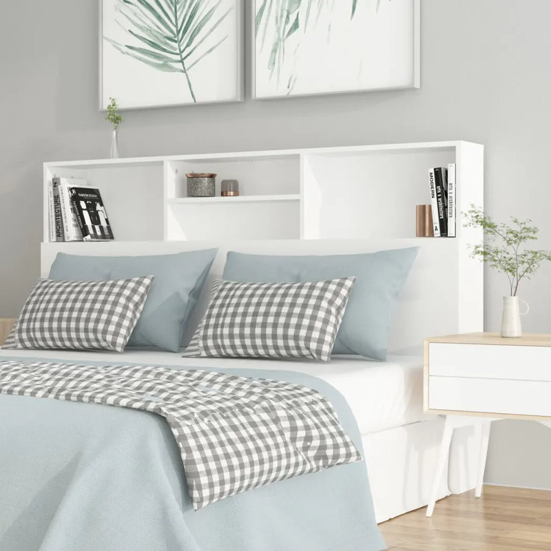 Melby Headboard Cabinet, White, King (5')