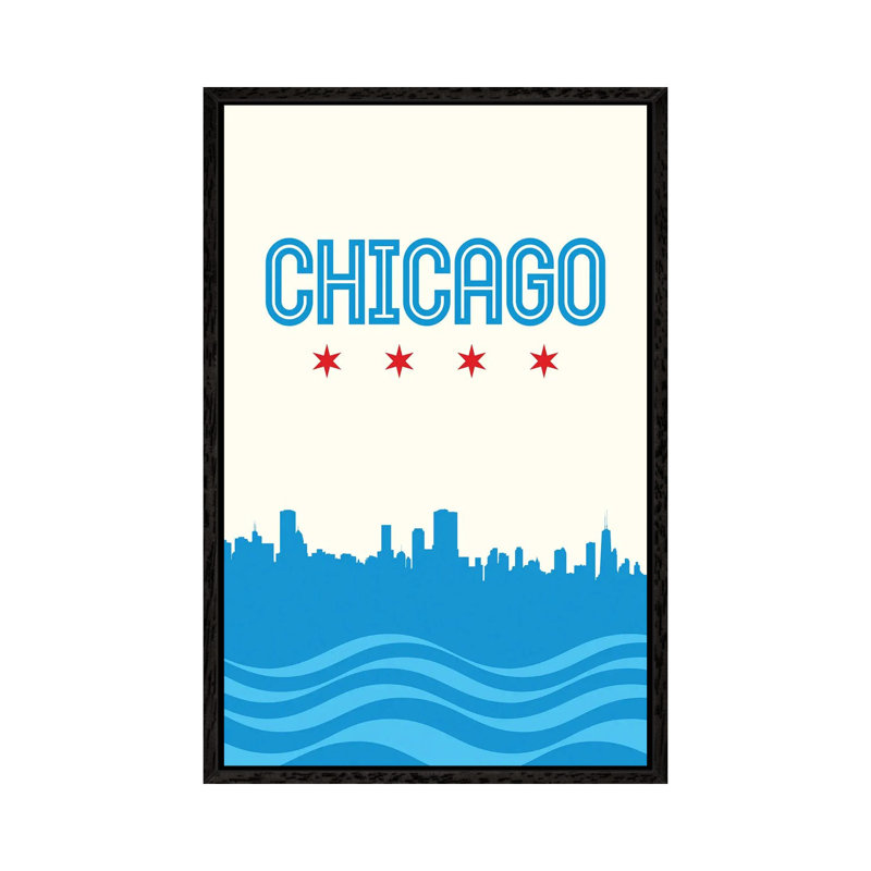 Chicago Flag Skyline by Benton Park Prints - Print on Canvas, Black Framed, 101.6 cm H x 66.04 cm W
