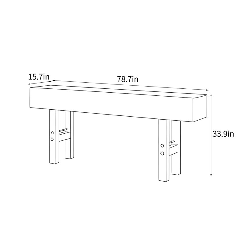Console américaine de style champêtre rétro, H 33,9 po x l 78,7 po x P 15,7 po