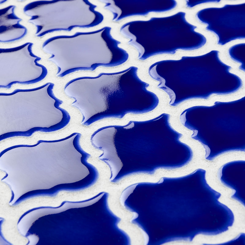 Hudson Tangier 2" x 2" Porcelain Arabesque Mosaic Wall & Floor Tile, Cobalt Blue