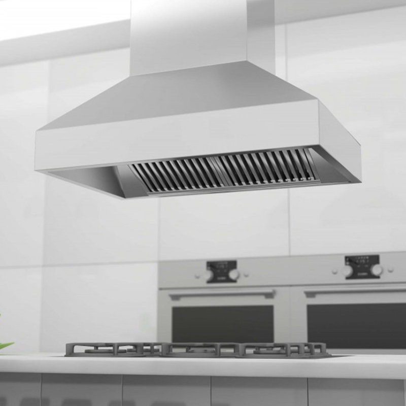 36" Professional 500 CFM Ducted Island Range Hood in Brushed 430 Stainless Steel