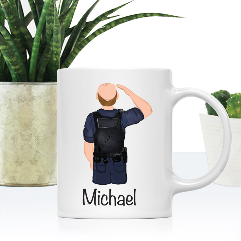 Tasse à café personnalisée, Policier blanc / brun 1, Oui