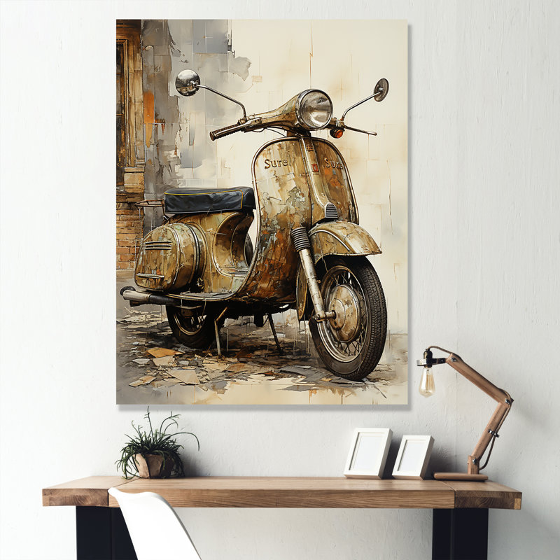 «Vintage Scooter Ride On», reproduction sur toile, Toile tendue, H 40 po x l 30 po x P 1,5 po
