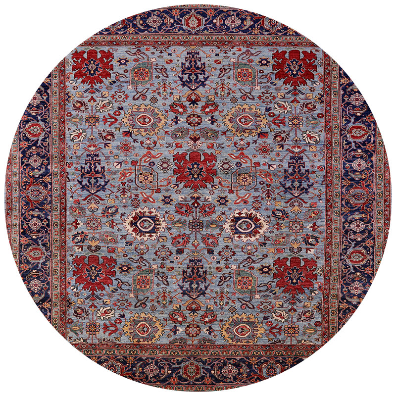 Tapis oriental bleu / rouge, Rond 3 pi