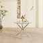 Table de salle à manger ronde en verre trempé, 4 places, pieds en acier inoxydable argenté doux, style minimaliste moderne, 35,5 pouces