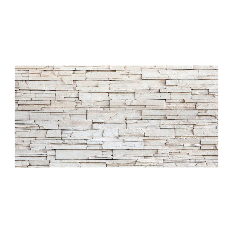 White Wall Of Stone - No Frame Print, 70cm H x 140cm W, Canvas