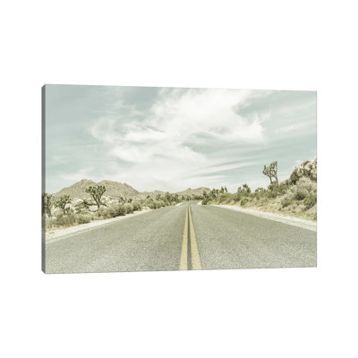 Vintage Joshua Trees and Country Road 1 Piece Wrapped Canvas Wall Art