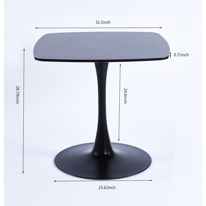 Table de cuisine noir mat, matériau, pieds en métal stables, facile à assembler et à entretenir, table de salle à manger avec plateau de 34,75 lb de hauteur 28,11 po, instructions incluses