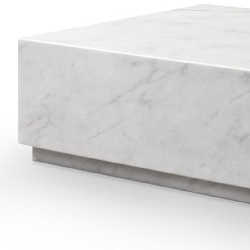 Table basse 55 po en marbre véritable blanc