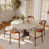 Travertine Top/Dark Walnut Base/Walnut Chairs