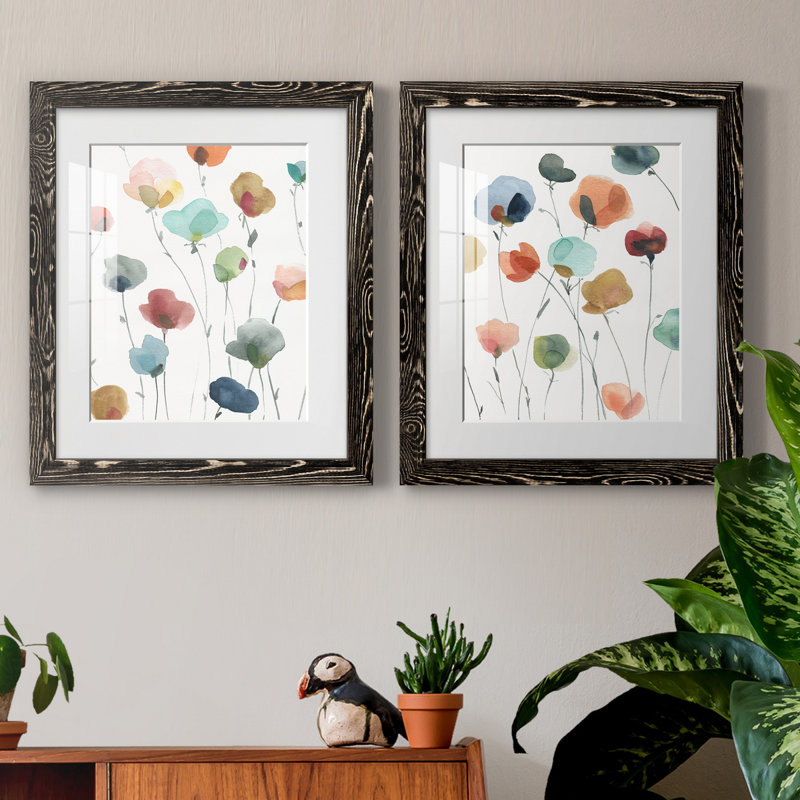 «Lollipop Garden I», ensemble de 2 impressions, Impression encadrée avec passe-partout, H 24 po x l 36 po, Noir