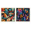 Aleyna - Ensemble de 2 collages carrés botaniques abstraits-102161991-102161992