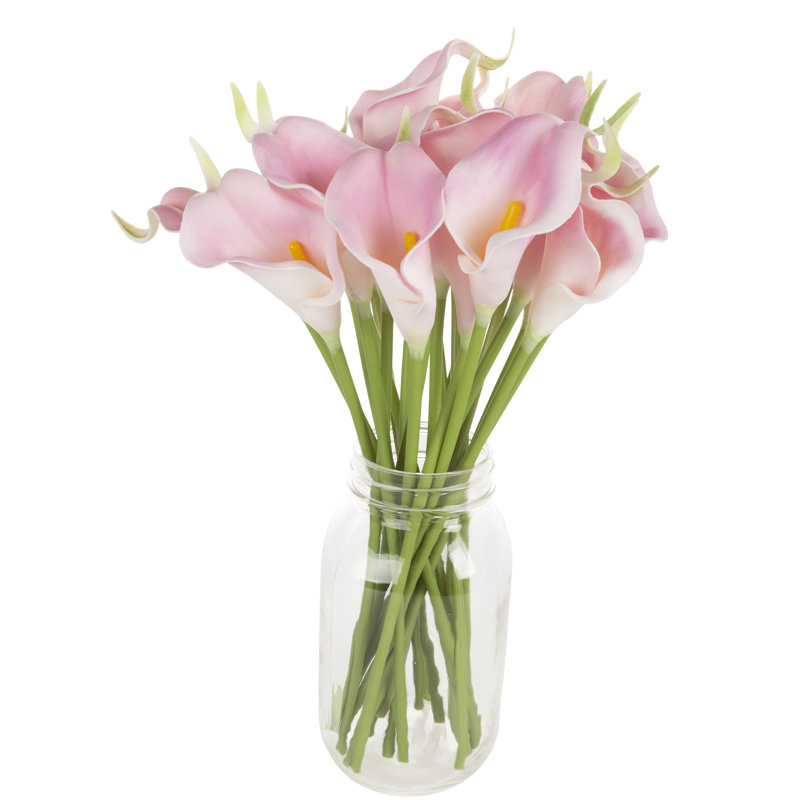 Lys de Calla artificiel 24 pièces avec tiges - Fleurs artificielles pour décoration intérieure, Rose corail