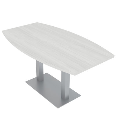 Boat Shaped Conference Table with Double Metal Post Base