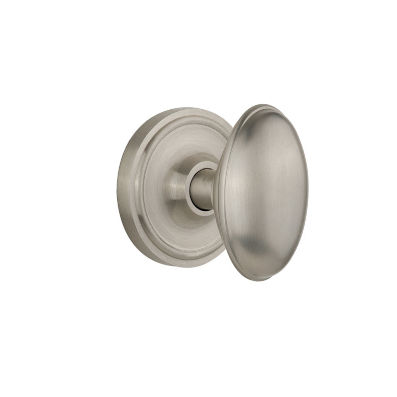 Classic Rosette with Homestead Door Knob, Satin Nickel, 2.375"