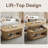 Lift Top Wood Coffee Table, Center Tea Table With Hidden Storage Compartment And Open Shelf For Living Room, Apartment, Small Space, Oak-310895067-323496858