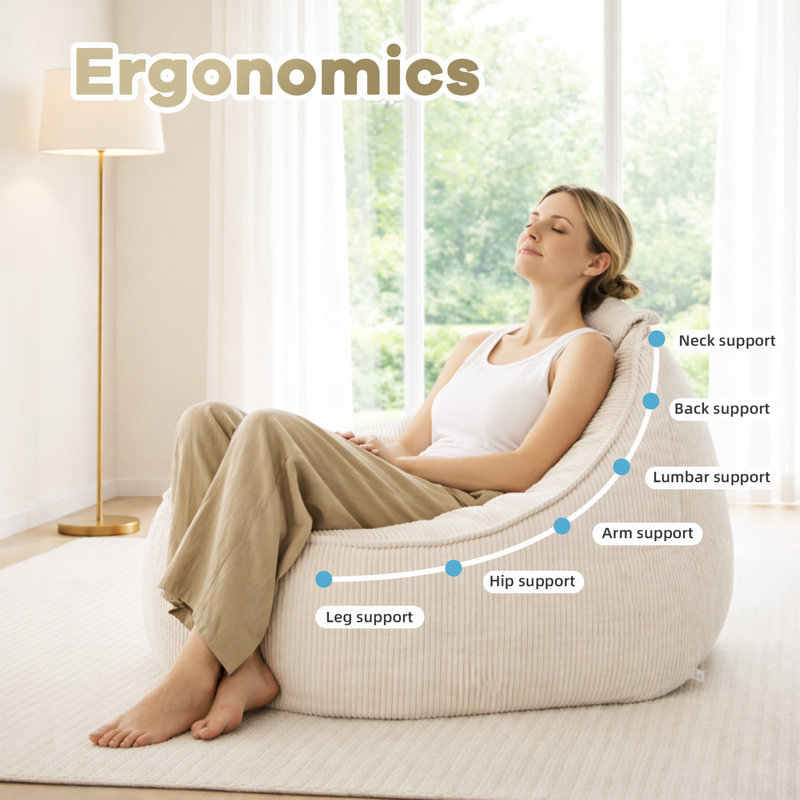 Beanbag Sofa, Pear-Shaped, Beige