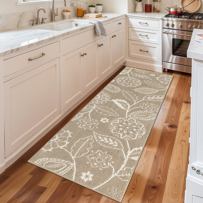 2×6 Feet Kitchen Mat Runner Laundry Room Mat, Beige