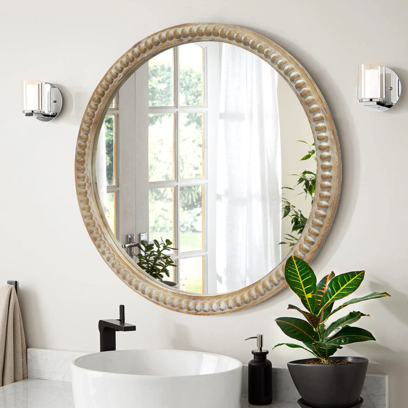 Miroir d'appoint rustique en bois rustique 31,5 pouces style maison de campagne