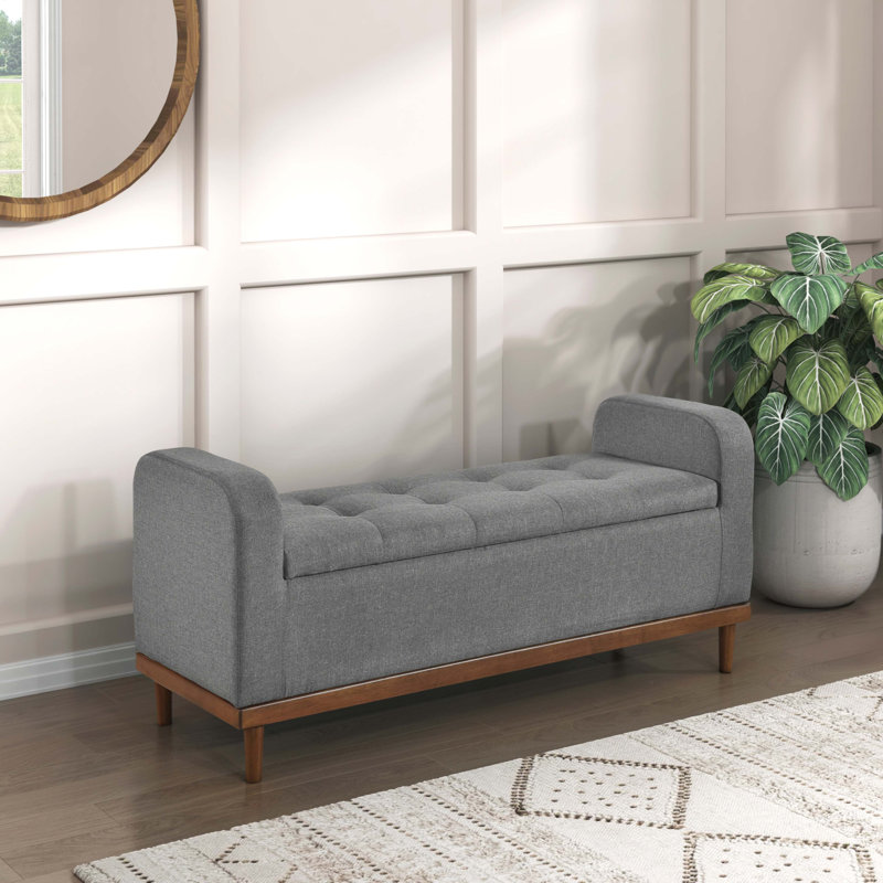 Banc de rangement Mid-Century, Gris