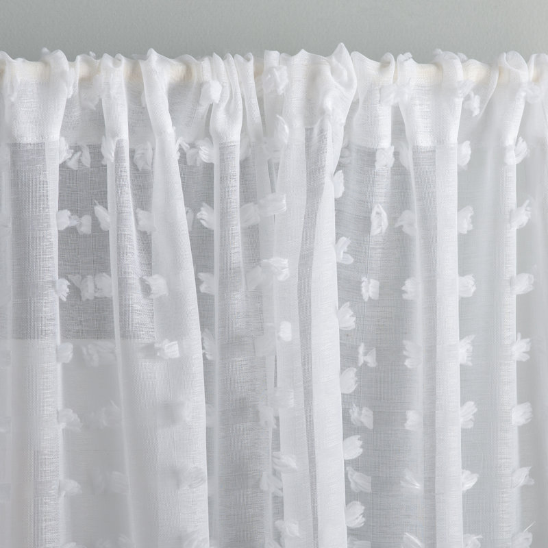 Hucksley Sheer Curtain Pair, White, 54" W x 108" L
