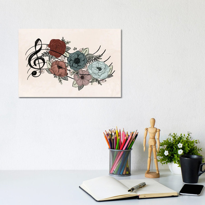 Music Florals by Katie Bryant - Wrapped Canvas Painting, 20.32 cm H x 30.48 cm W