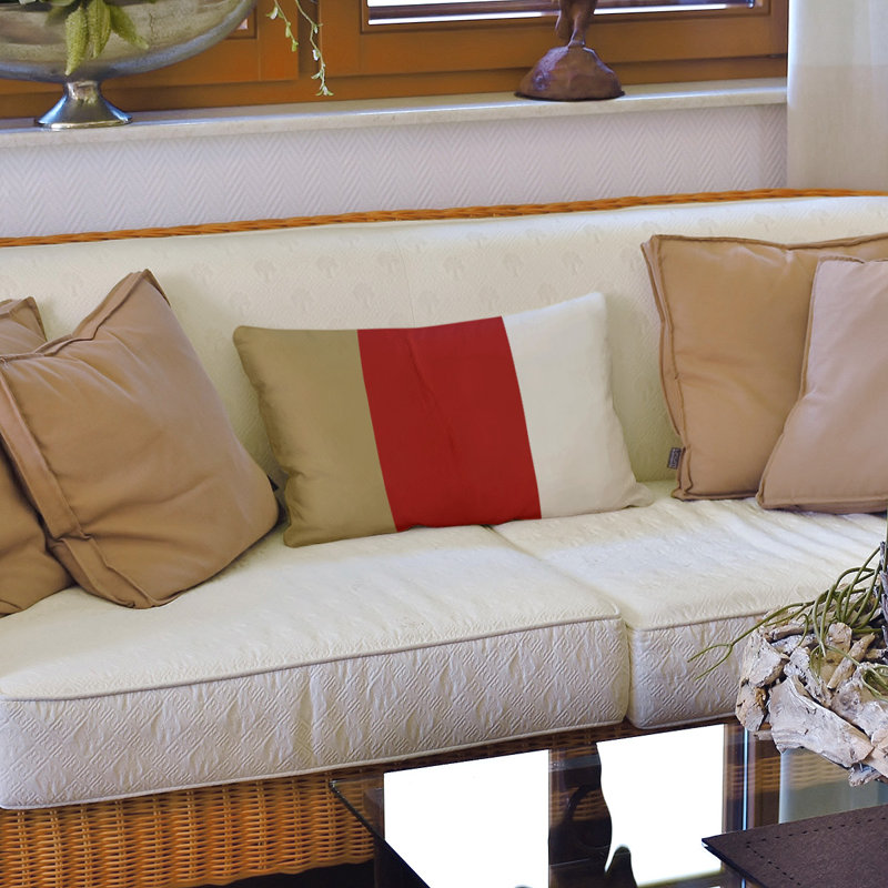 Housse de coussin lombaire Atlanta, Brun clair / Rouge / Gris, San Francisco