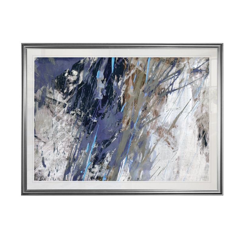 « blue noise i », reproduction d’impression, H 22 po x l 30 po x P 1,5 po, Cadre argenté