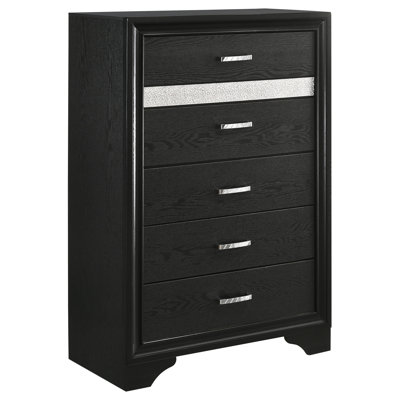 Commode de chambre noire à 6 tiroirs