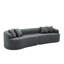 Canapé modulaire courbé gris, minimaliste moderne, tissu en laine d'agneau, comprimé, sans assemblage, mousse à haute densité pour la détente du salon-140273324